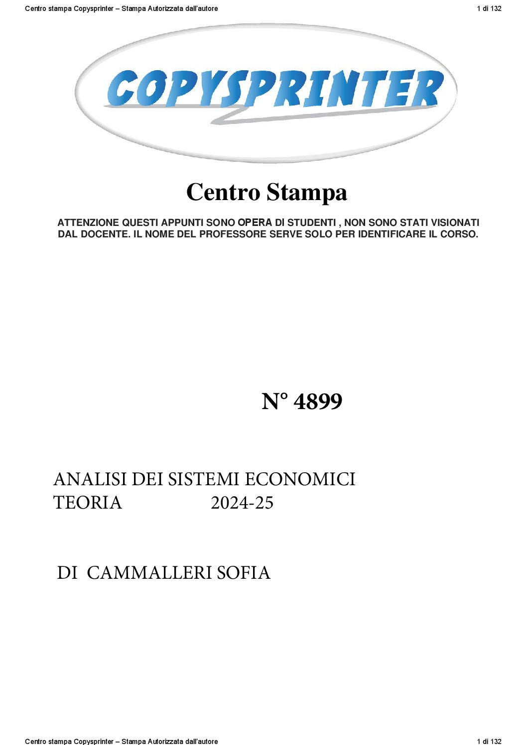 4899 -    ANALISI DEI SISTEMI ECONOMICI