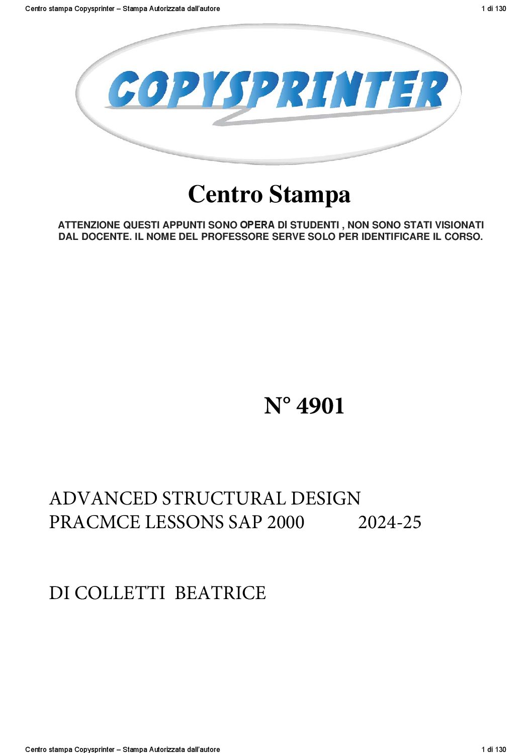 4901 - ADVANCED STRUCTURAL DESIGN