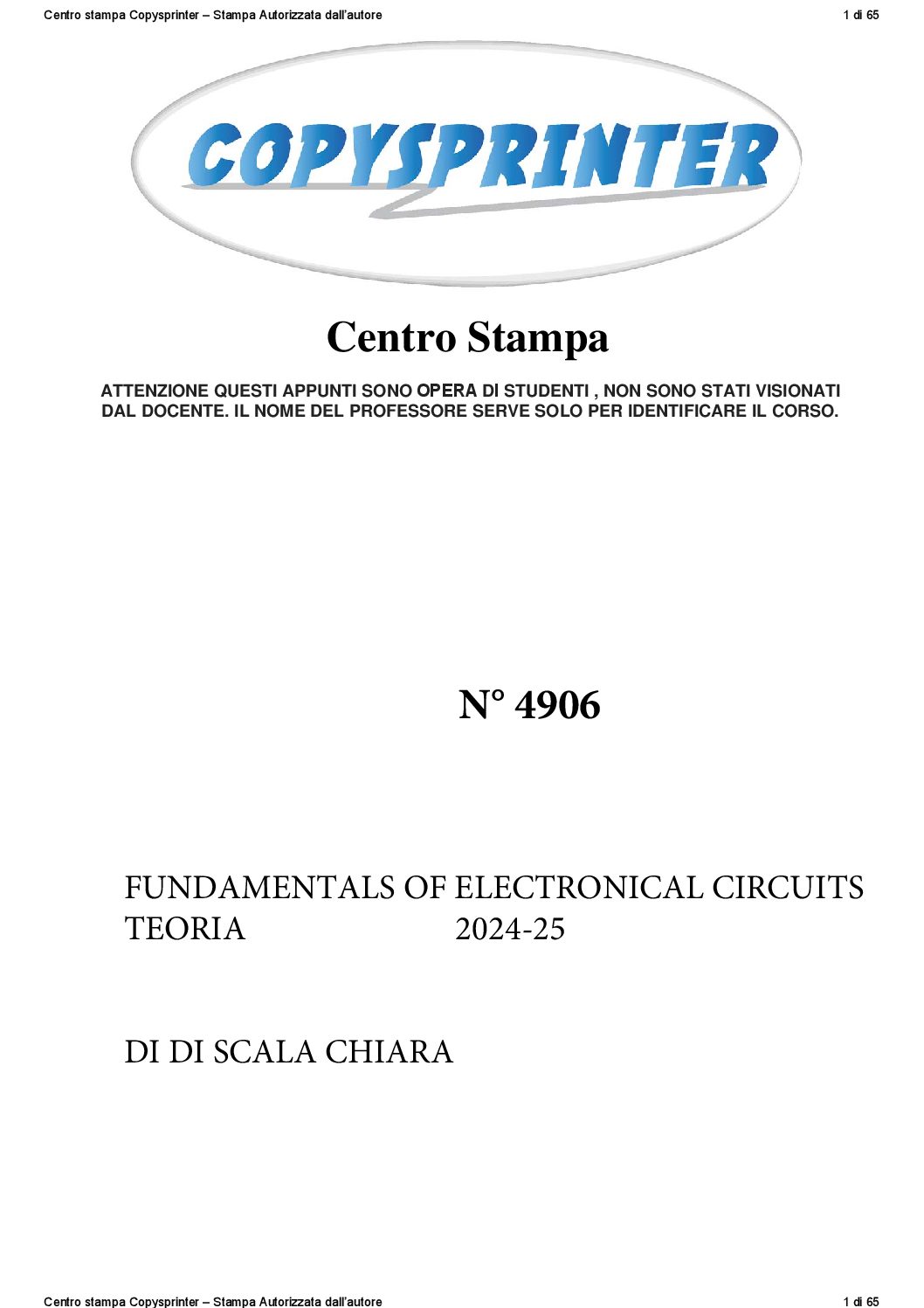 4906 -FUNDAMENTALS OF ELECTRONICAL CIRCUITS