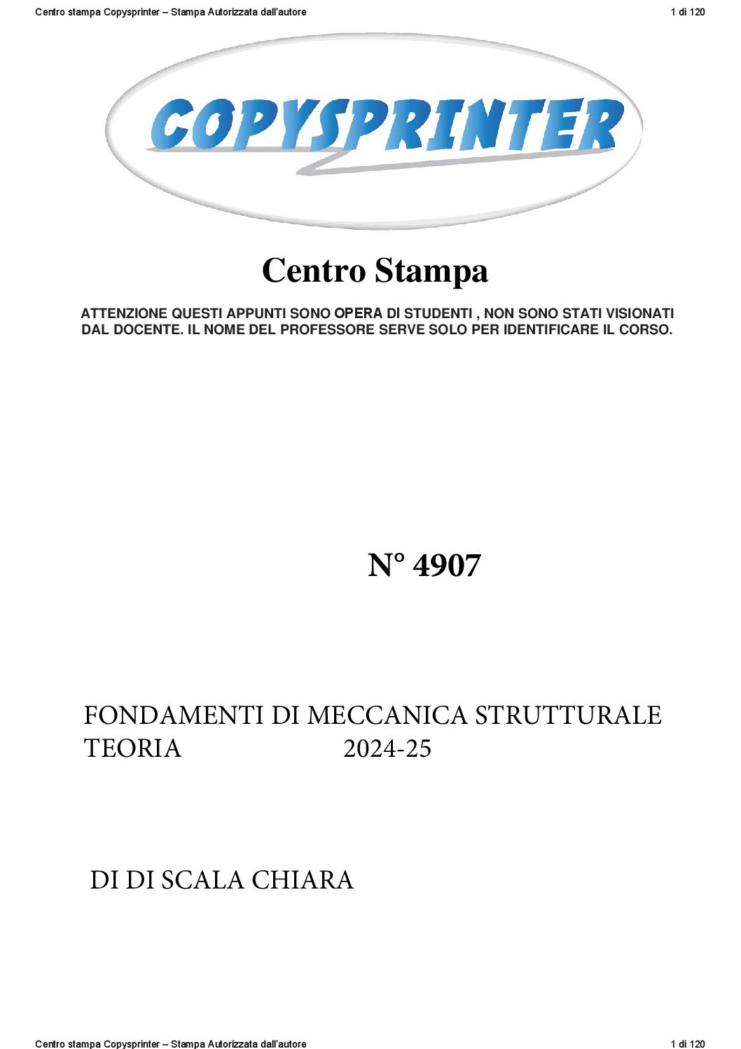 4907 -FONDAMENTI DI MECCANICA STRUTTURALE