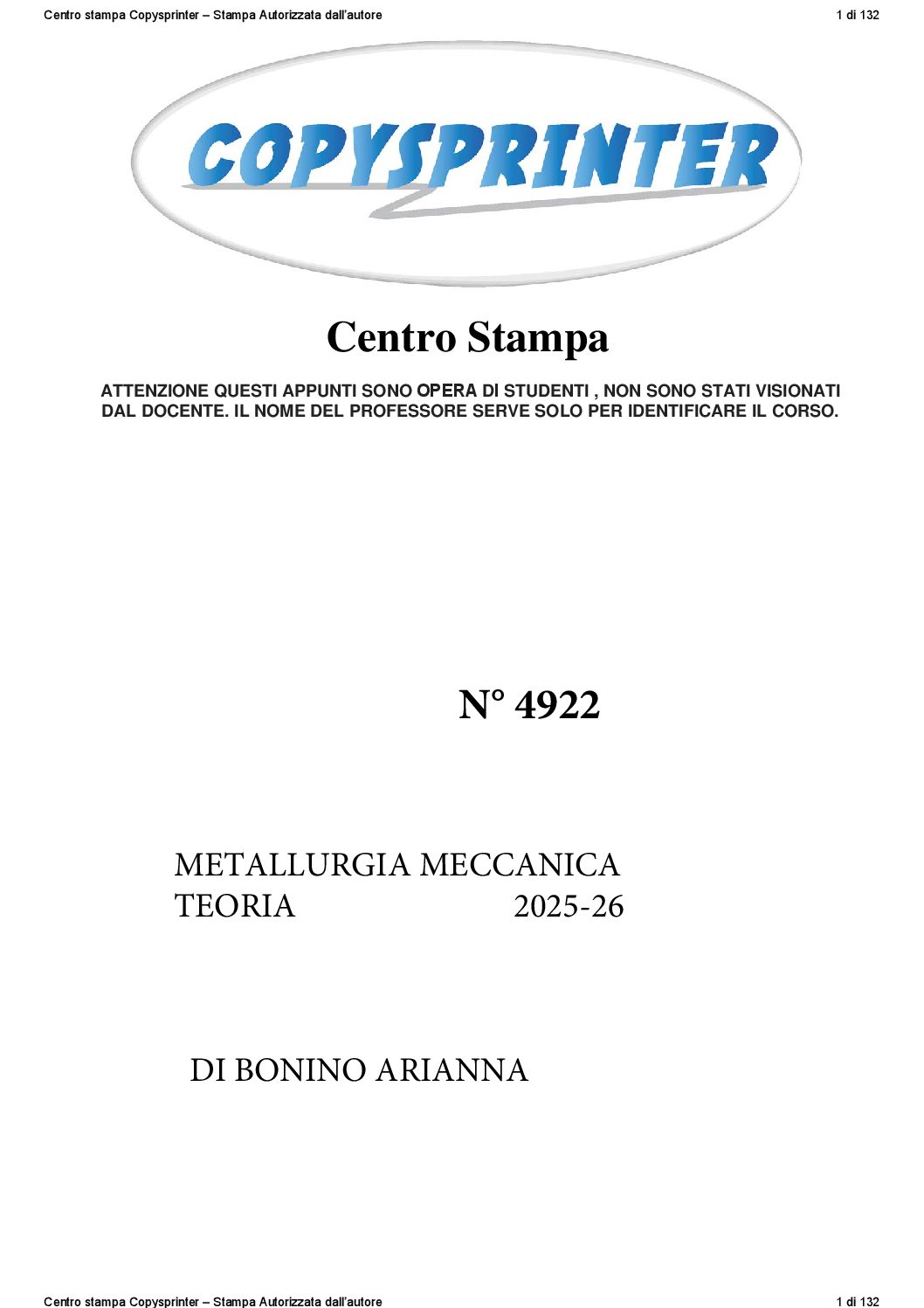 4922 -    METALLURGIA MECCANICA