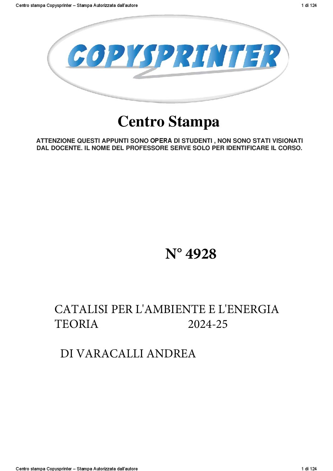 4928 -   CATALISI PER L'AMBIENTE E L'ENERGIA