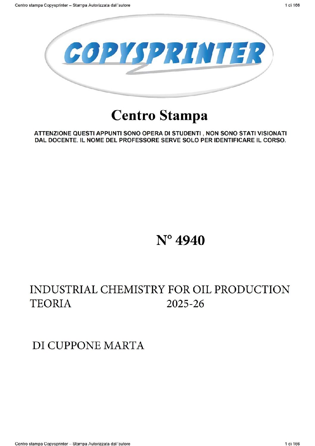 4940 -     INDUSTRIAL CHEMISTRY FOR OIL PRODUCTION