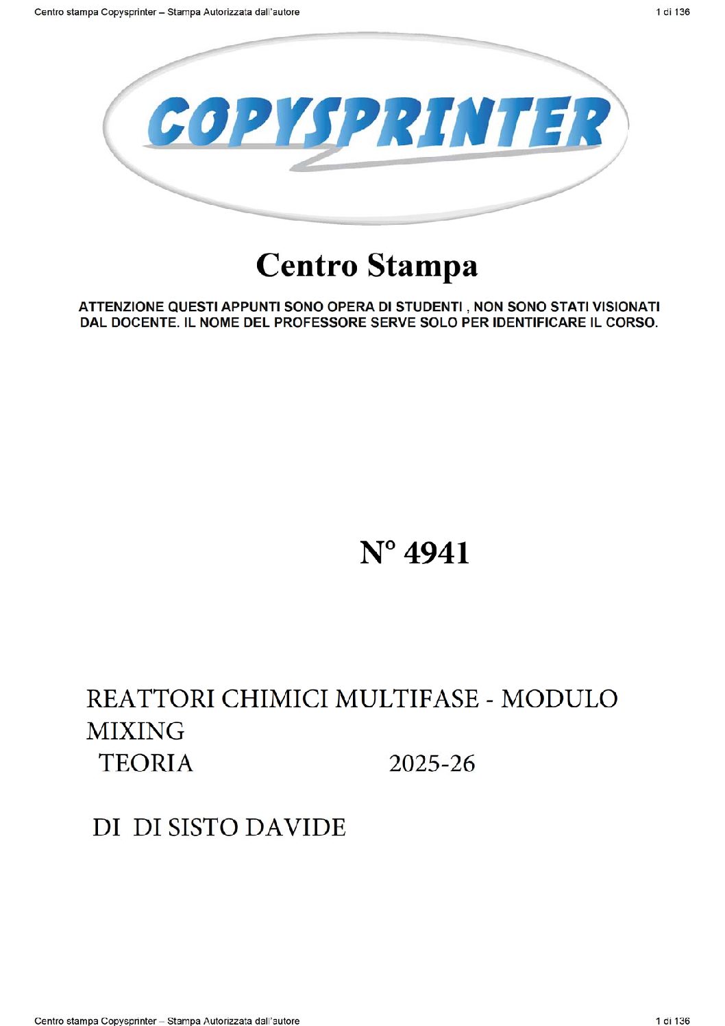 4941 -     REATTORI CHIMICI MULTIFASE - MODULO MIXING