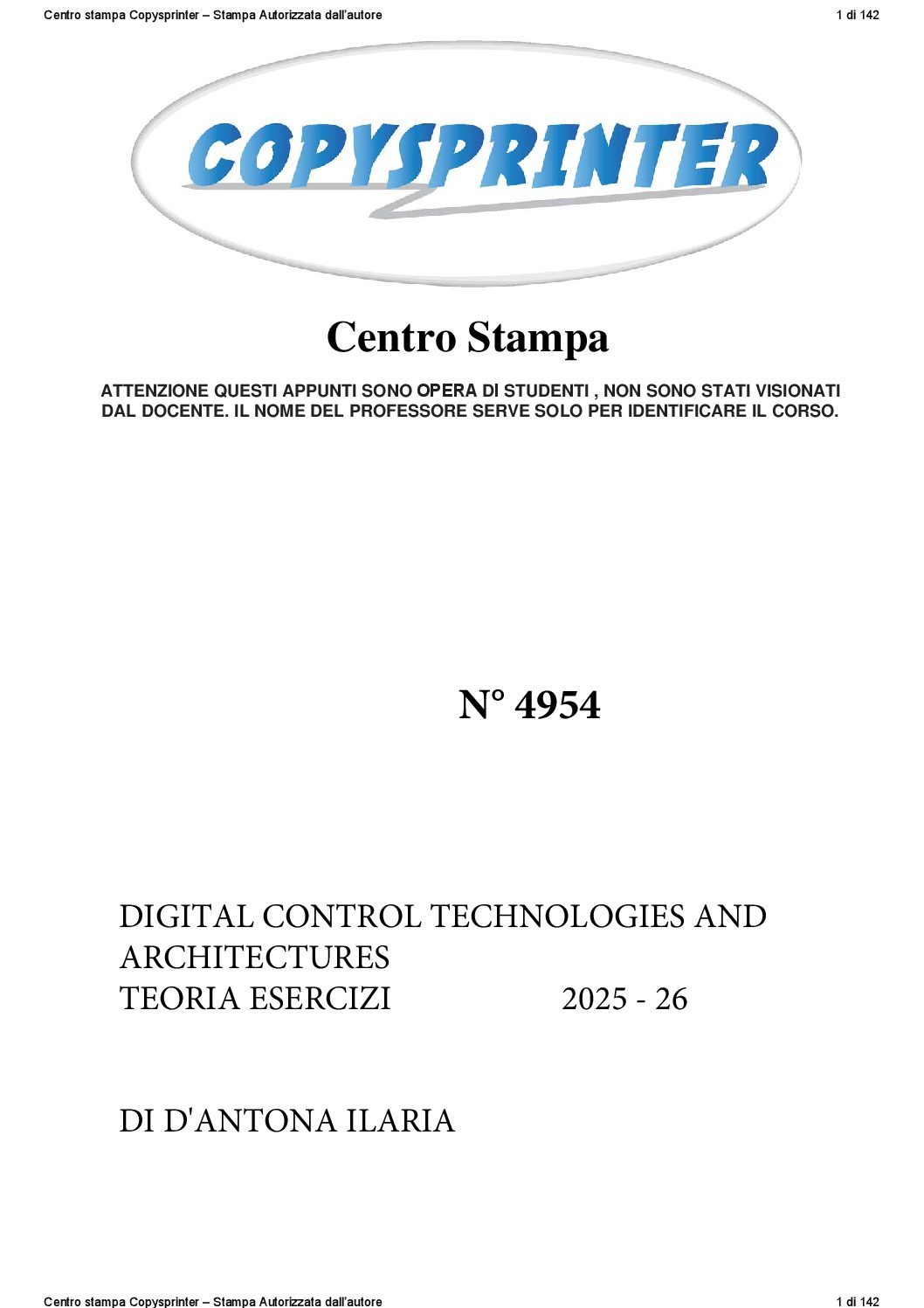4954 -   DIGITAL CONTROL TECHNOLOGIES AND ARCHITECTURES