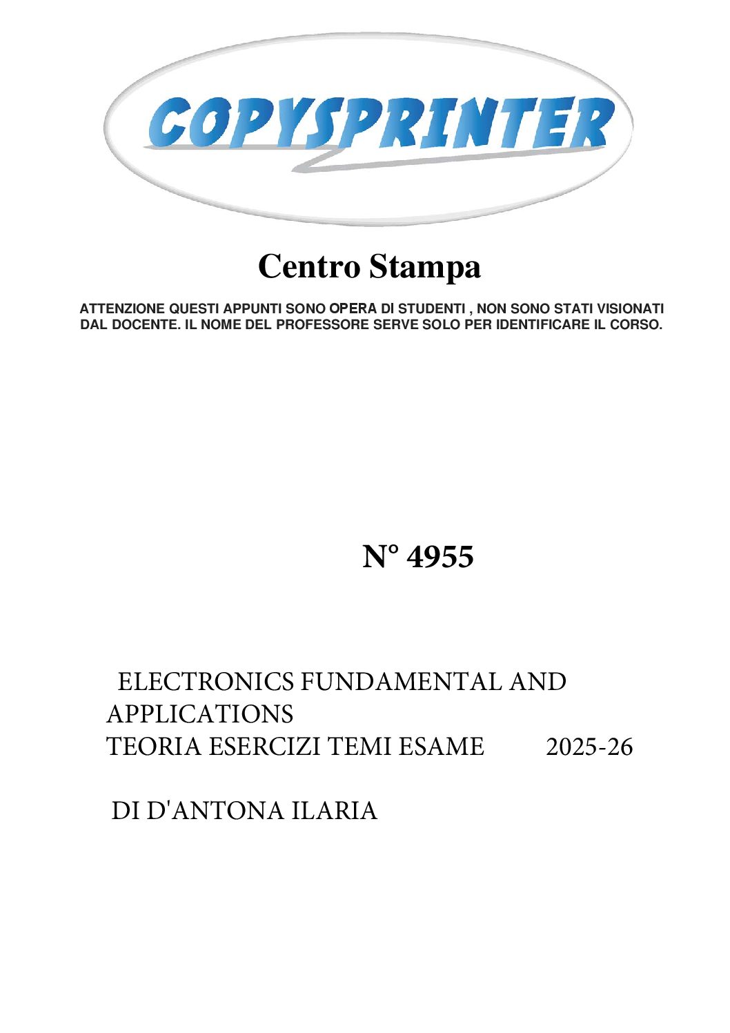 4955 - ELECTRONICS FUNDAMENTAL AND APPLICATIONS
