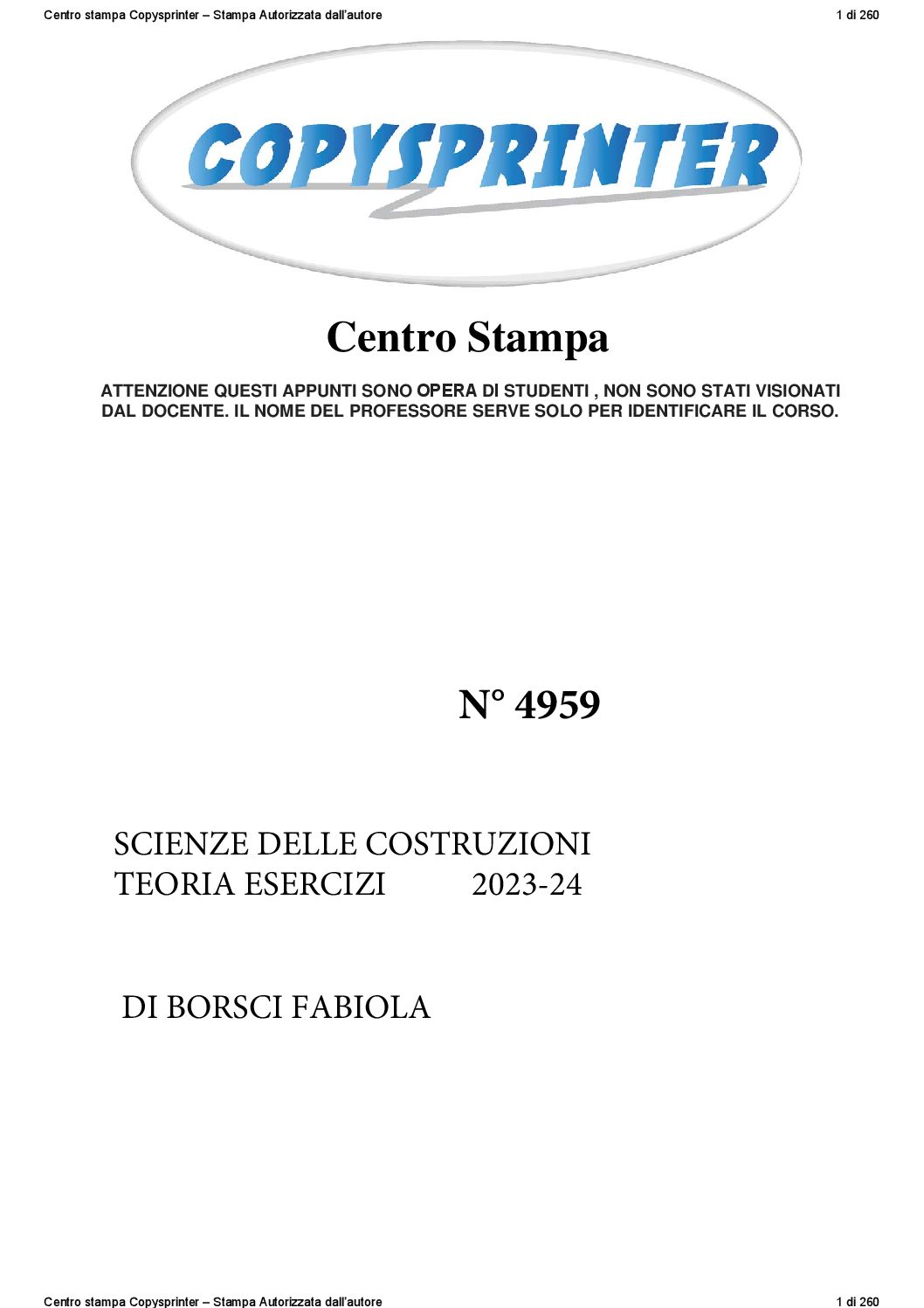 4959 -   SCIENZE DELLE COSTRUZIONI